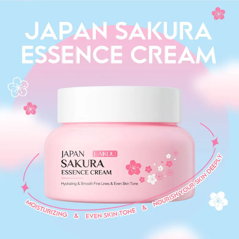 LAIKOU 60g Japão Sakura Essência Creme Flor de Cerejeira Creme Facial Hidratante E ​ Pele nutritiva para iluminar a pele