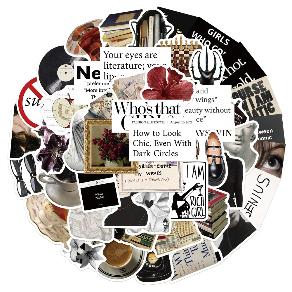 10/30/50 Uds. Pegatinas Estilo Museo Vintage, Calcomanías Retro con Estética Artística para Laptop, Botella de Agua, Funda de Teléfono, Decoración