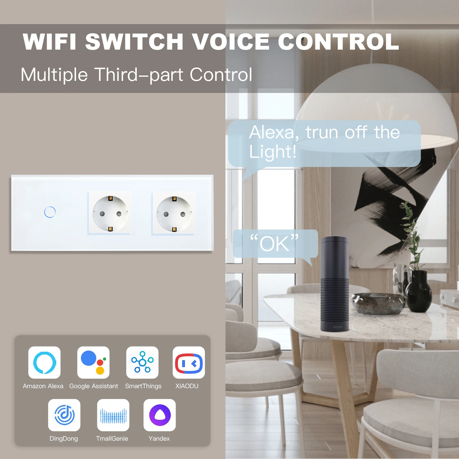 BSEED-interruptor de luz inteligente para pared, pulsador táctil de 1, 2 y 3 entradas con WIFI, enchufe Normal de la UE, compatible con aplicación Smart Life