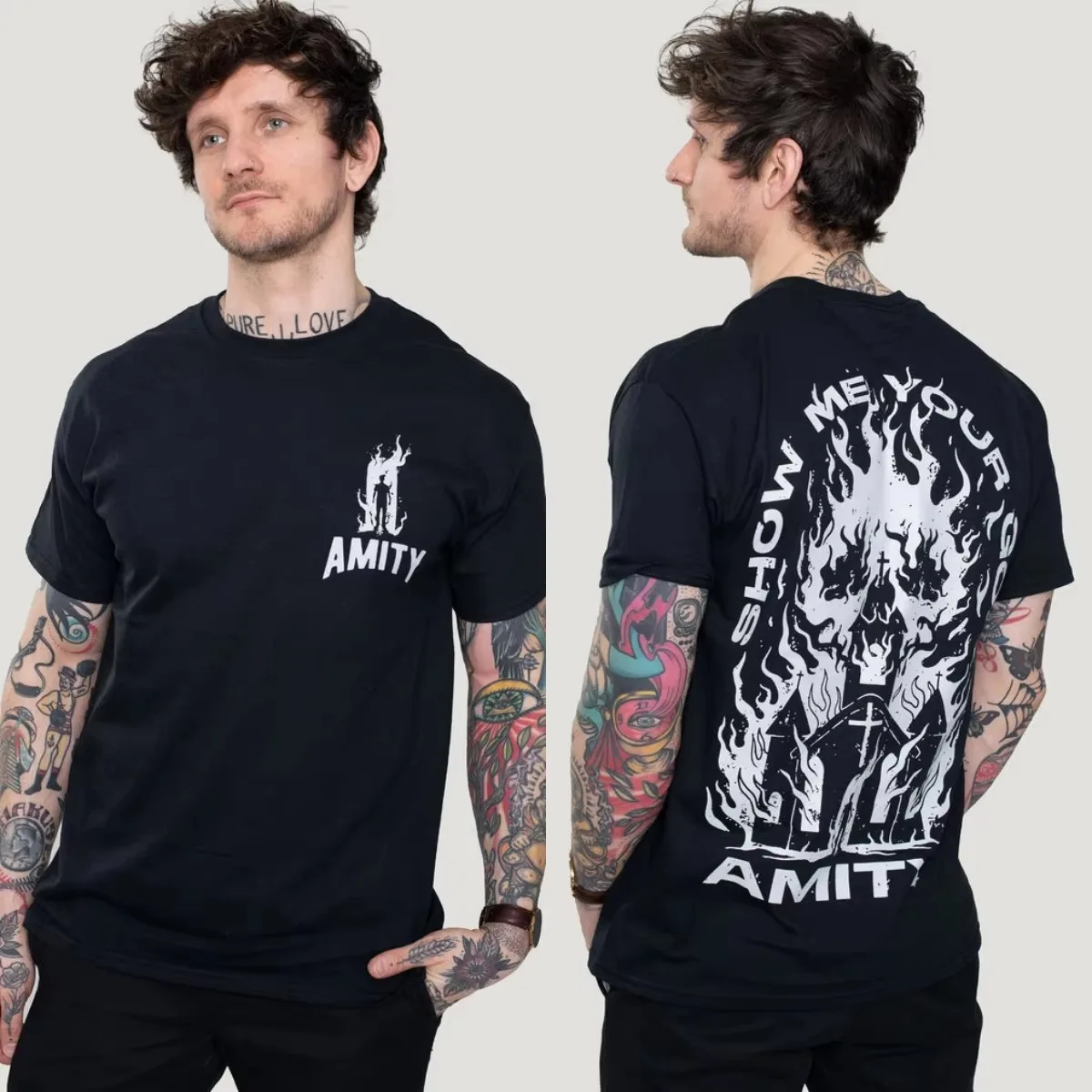 Barbed Wire The Amity Affliction Band Grafik-T-Shirt aus Baumwolle für Herren und Damen, Streetwear-T-Shirt – Detail 2