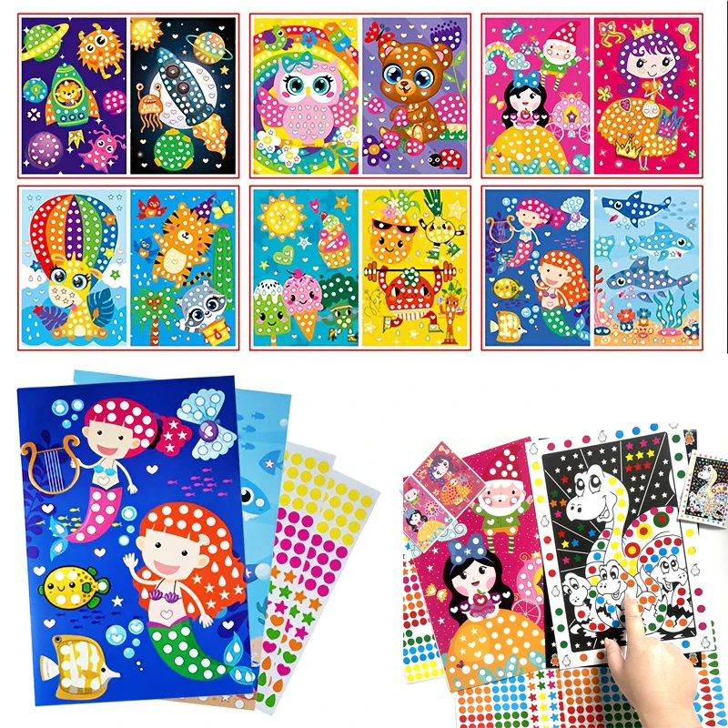 

20 листов, детская книжка-раскраска в горошек, сделай сам, цветная точка, мультяшный рисунок животных, мозаика-головоломка, наклейки, детские креативные развивающие игрушки