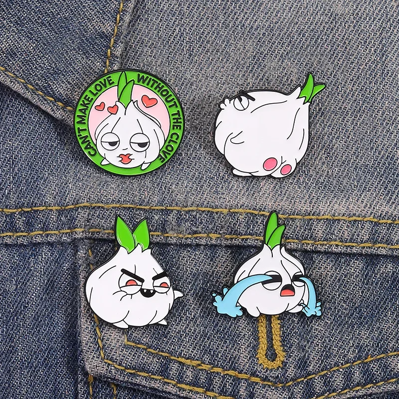 Enamel Pin Cute Cartoon Garlic Shaped Brooch Funny Expressions Creative Badges Personalized Bags Clothing Accessories Brooch