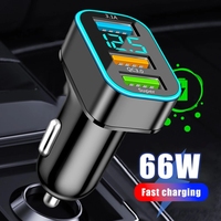 66W Car Charger 3 Ports USB Car Cigarette Lighter Fast Charging Car Phone Charger Adapter For HUAWEI iPhone Samsung Xiaomi