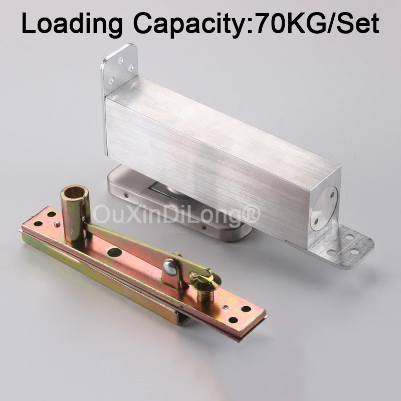 1Set Heavy Door Pivot Hinges Hydraulic Buffer+90° Positioning Floor Spring Door Hinges Invisible Hidden Door Hinge Loading 70KG