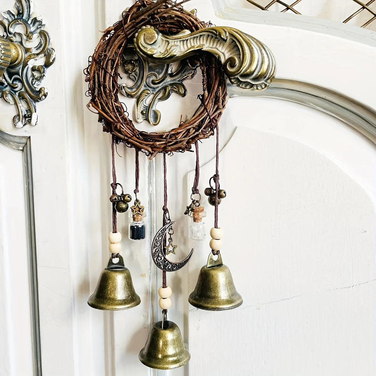 

1pc Vintage Bell Key Pendant Home Decor Retro Hanging Ornament Suitable for Hobbyists, Door Knob Charm & Home Decoration