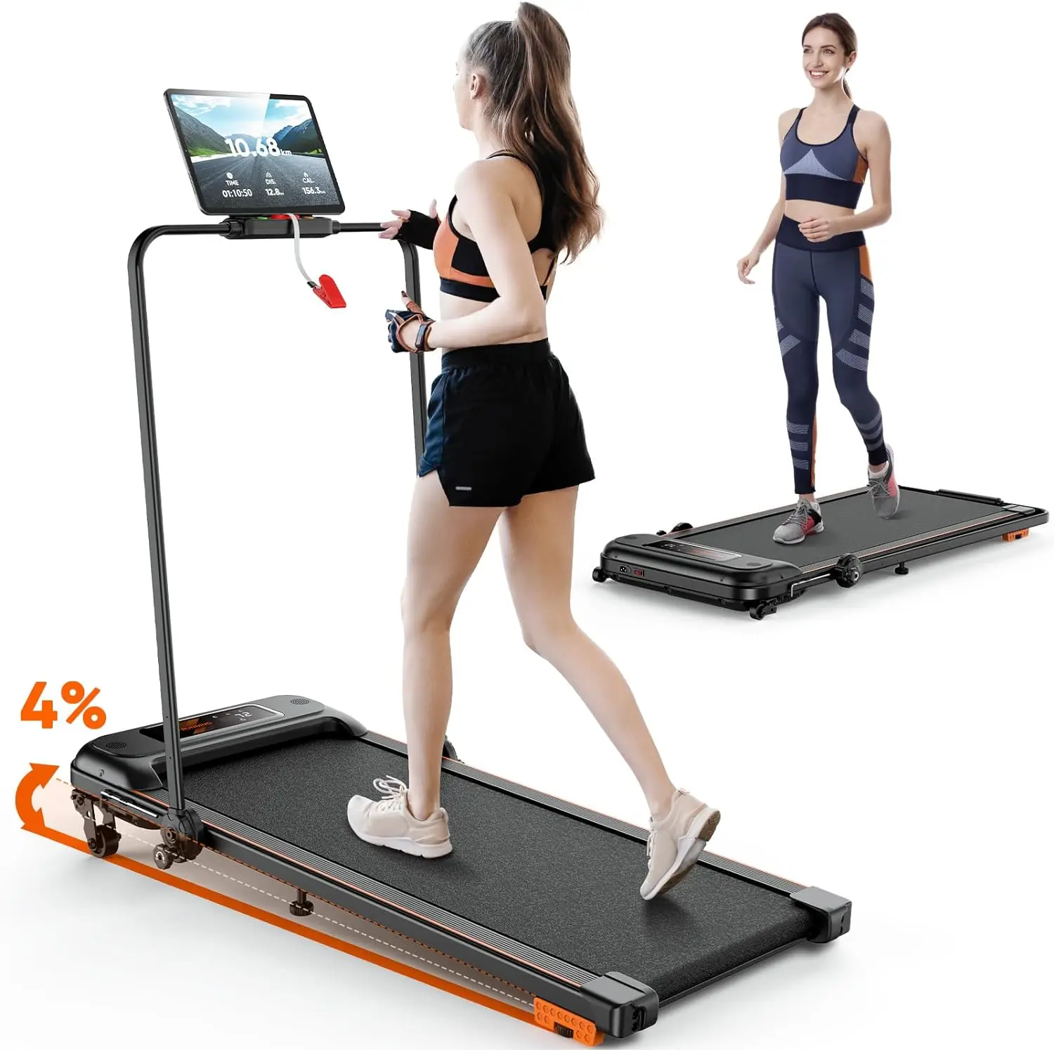 

Treadmill with Incline, Foldable Walking Pad Under Desk, 2.5HP Treadmills for Home/Office, Installation-Free, Remote Control/App