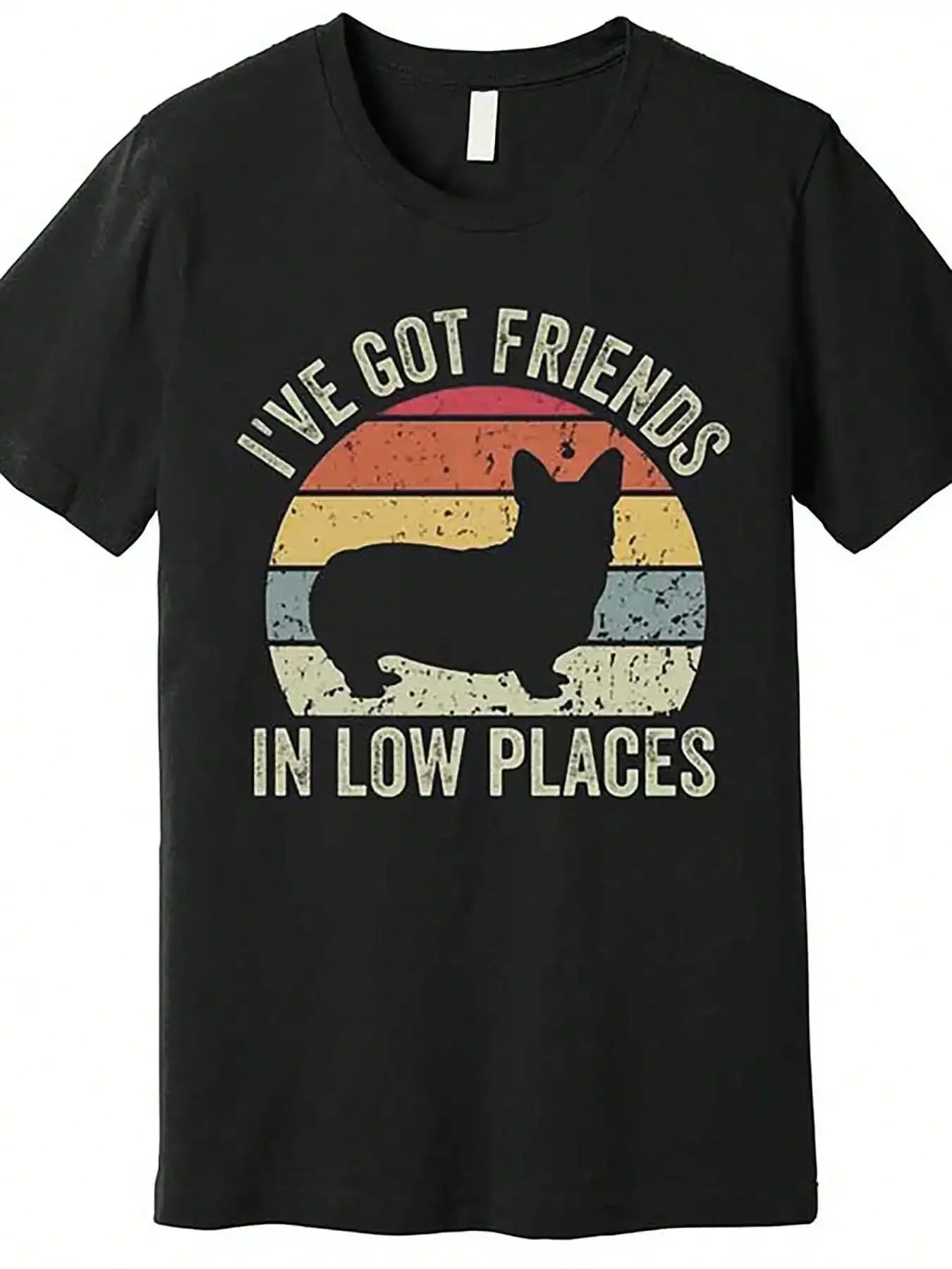 حصلت على أصدقاء في الأماكن المنخفضة كورجي قسط تي شيرت 562070 مضحك الرجال قصيرة الأكمام الجرافيك تي شيرت جمع أسود TT2