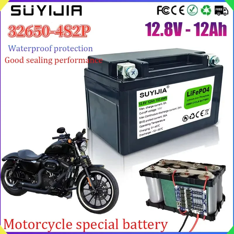 12.8V LiFePO4 CCA 12Ah 300A Motorcycle Motor Starter Battery BMS 12V Lithium Phosphate Motorcycle Uninterruptible Power Supply