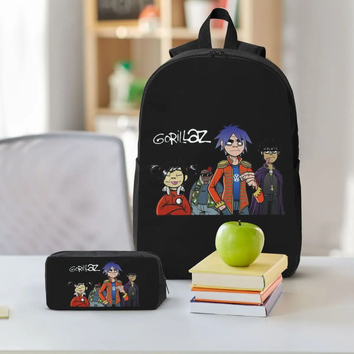 Gorillaz バックパック学生男の子女の子ブックバッグスクールバッグコンピュータショルダーバッグ 3ps 断熱ランチバッグ鉛筆ケース