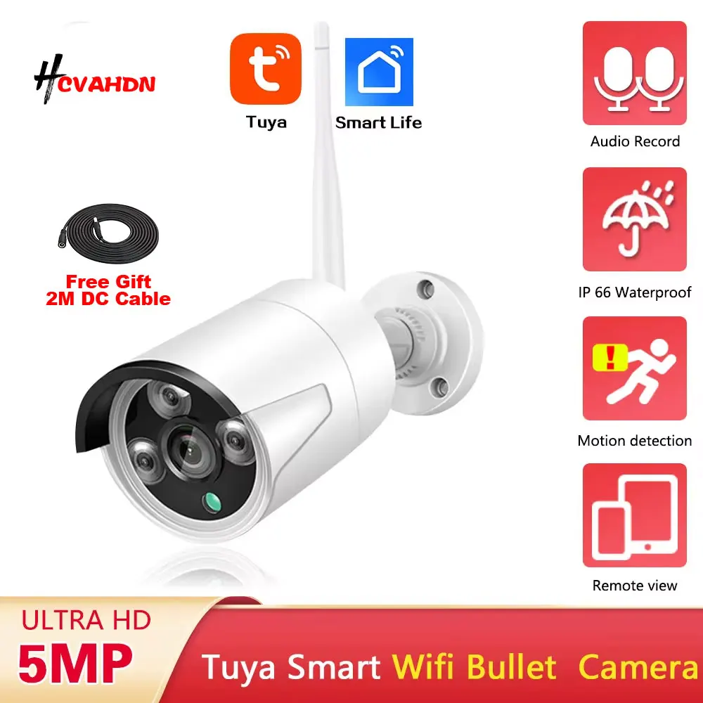 

5MP HD Tuya Bullet WiFi Camera Outdoor with Waterproof Protection for Reliable CCTV Video Surveillance and Smart Life IP Cam