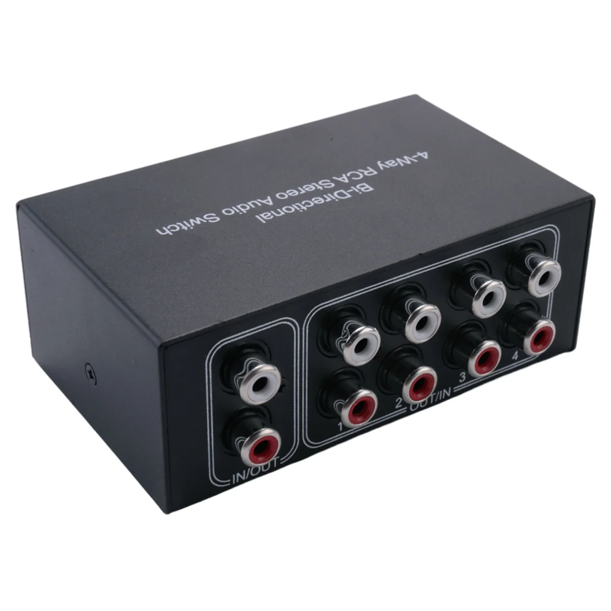 4 Way Bi-Directional RCA Stereo Audio Switch 1 in 4 Out or 4 in 1 Out L/R Jack Sound Channel RCA Audio Switcher Selector