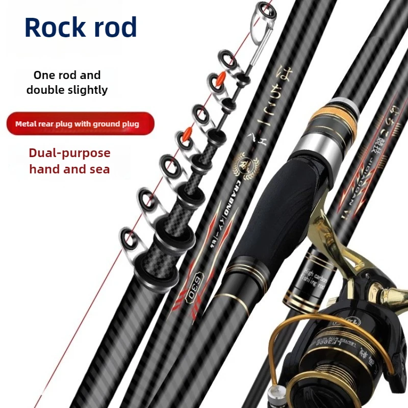 Telescopic Fishing Rod Rock Fishing Rod Carbon Ultralight Sliding Float Pole Large Guide Ring Super Hard Pole 3.6m-7.2m 3#5#