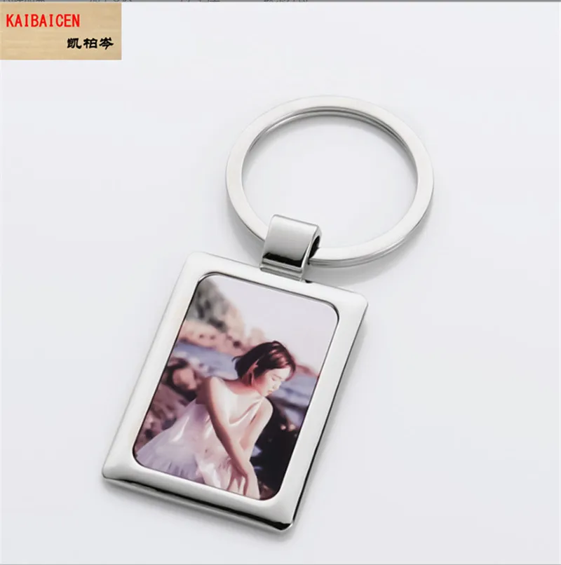 

200SETS sublimation blank metal keychains water drop square key ring hot transfer printing blanks consumable supplies pendant