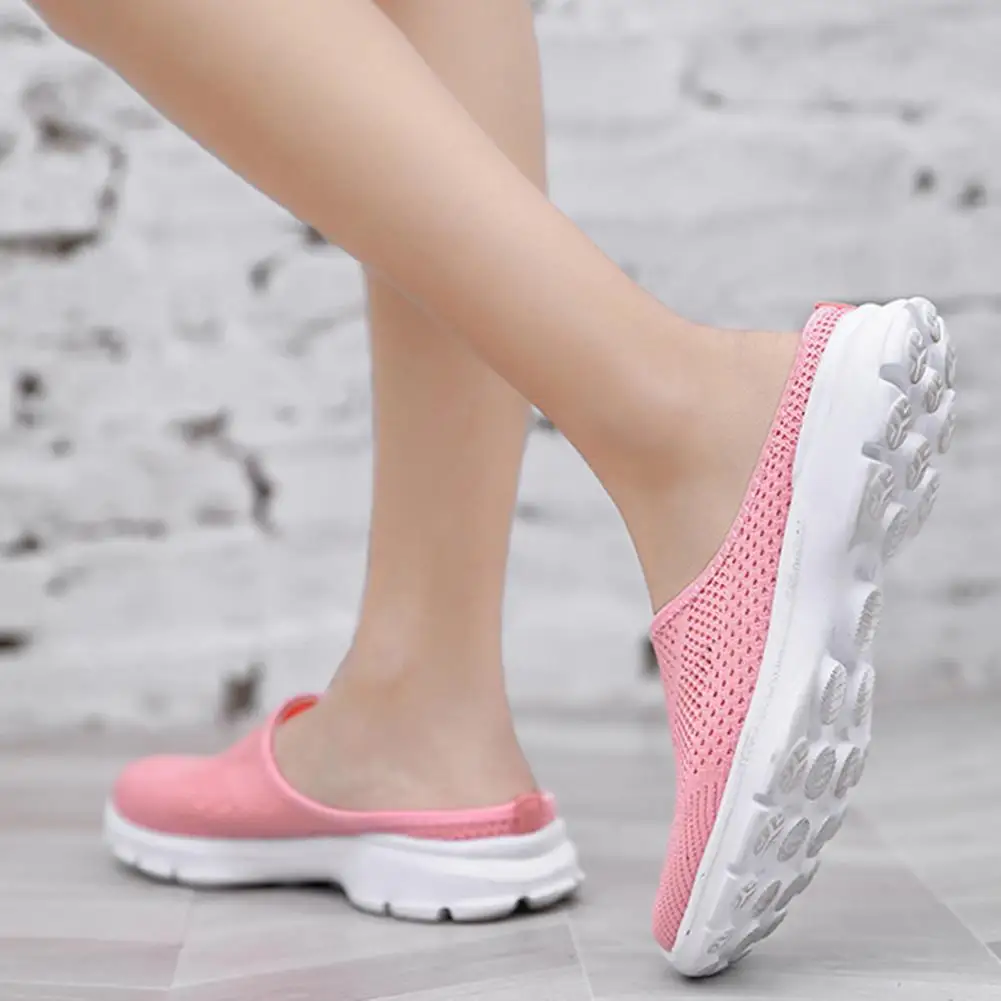 

Женские слипоны для бега, широкие слипоны для женщин, прогулочная обувь с дышащей сеткой, удобные туфли на плоской подошве для дома