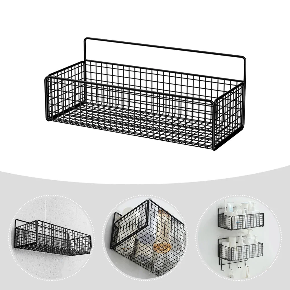 Wall Mount Shower Mounted Metal Wire Basket Corner Shelf Take Bath Organizer Bathroom Sundries Iron No Drilling Storage