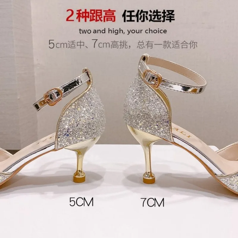Womens Glitter Rhinestone Bow Ankle Strap Pumps Thin High Heels Wedding Bridal Sandals Party Crystal Sparkly Evening Dress Shoes view 4