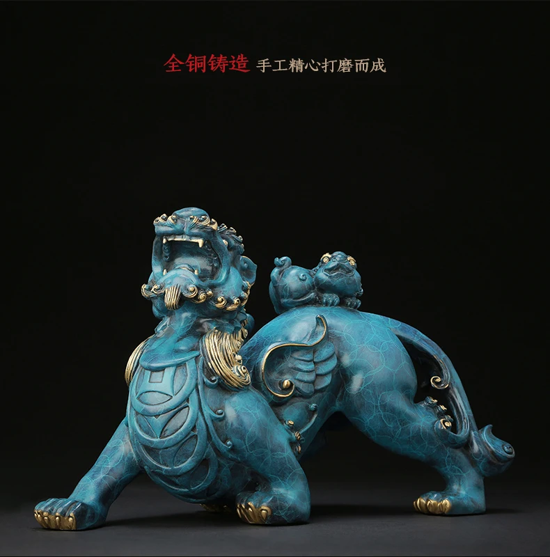 متجر المنزل شركة متجر التميمة تعويذة جلب الثروة المال حسن الحظ التنين بي شيو البرونزية النحت فنغ شوي تمثال ديكور