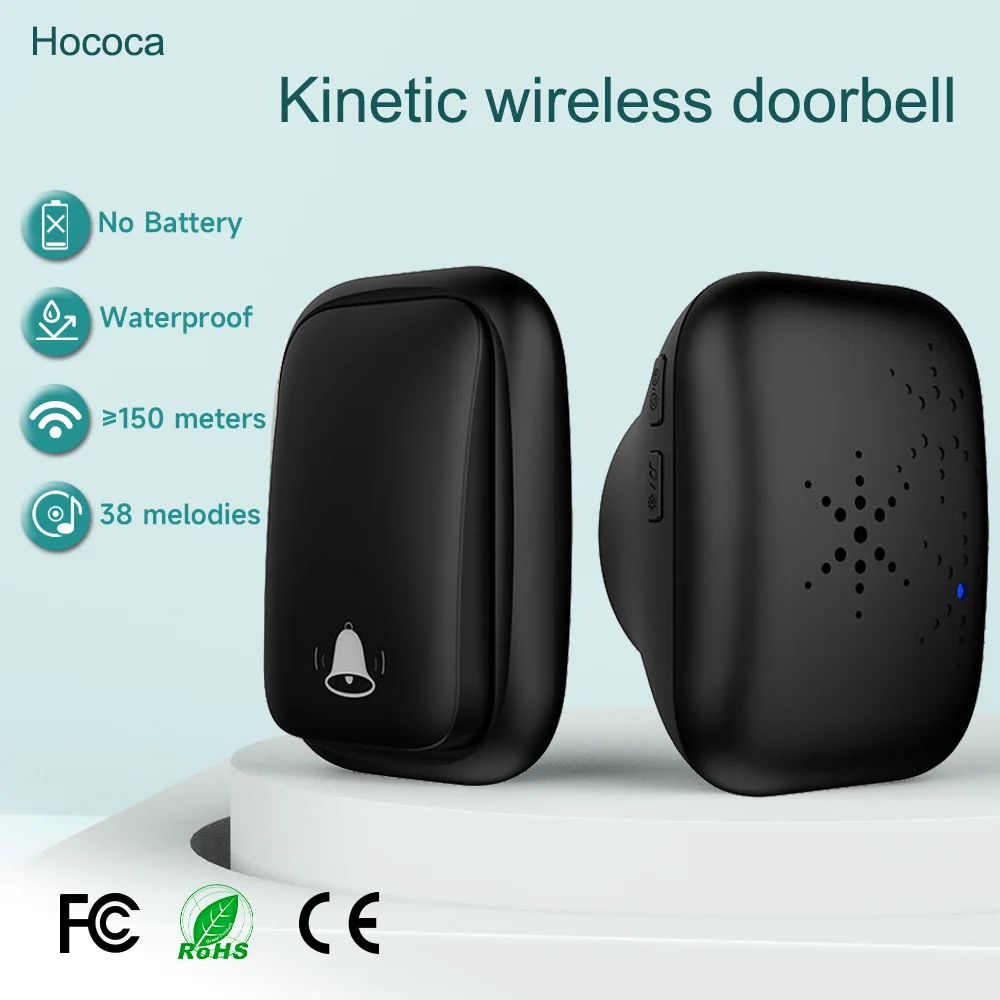 

Черный 1v3 без батареи самогенерирующийся беспроводной дверной звонок переменного тока 110 В 220 В США/ЕС/Великобритании вилка высокого объема водонепроницаемый кинетический дверной звонок