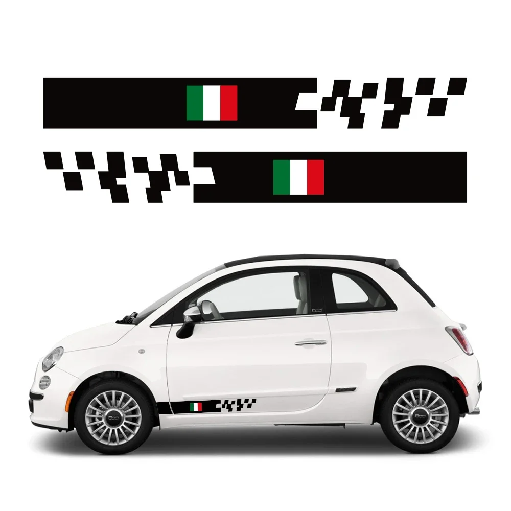 

2Pcs Car Door Side Stickers For Fiat 500 Waterproof Vinyl Film Decoration PVC Decals Auto Styling Exterior Car Accessories