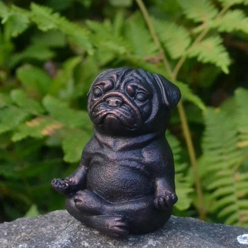 Meditation Dog Statue, Yoga French Bulldog Statue, Realistic Resin Pug Sculpture Home Decor, Gift For Pug Lovers