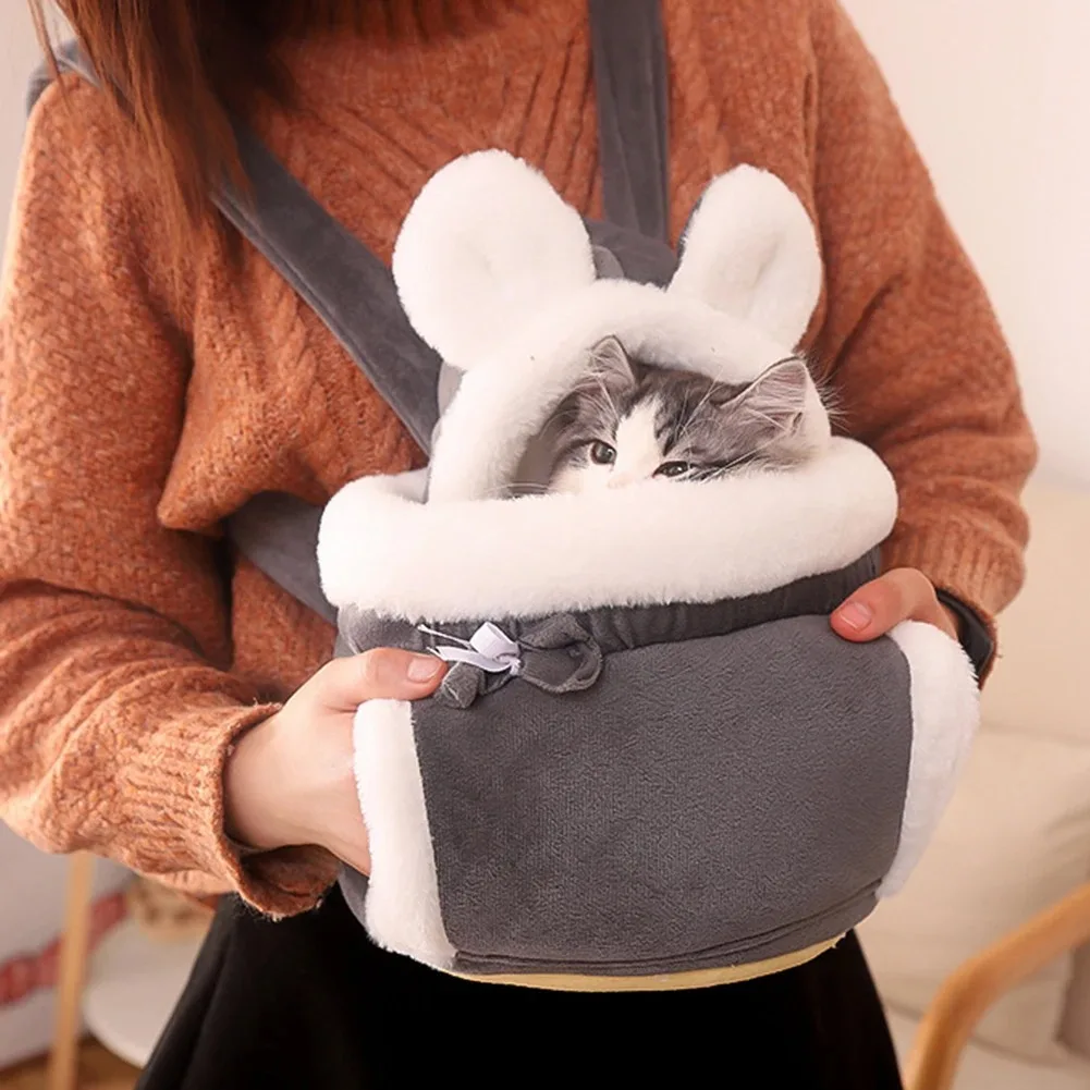 

Pet Carrier Bag Cat Dogs Plush Backpack Outdoor Travel Walking Winter Warm Nest Kitten Puppy Hanging Chest Portable Travel Carri