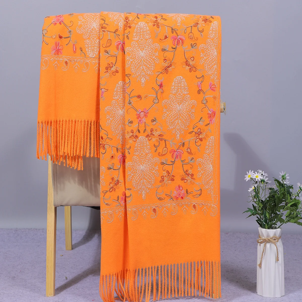 Spring And Autumn Style Ethnic Embroidered Cashmere Scarf India Nepal Big Shawl Travel Cashew Thin Long Scarf Female Hijab Шарф