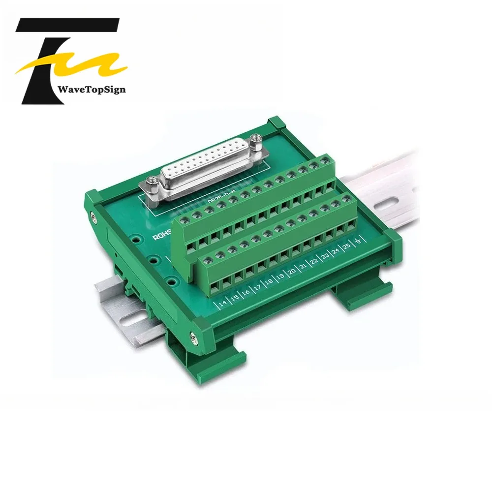 

Адаптер для клеммной колодки DB25 на DIN-рейку, гнездо, с кабелем 0.5м, 1м, 1.5м, 2м, 3м, 5м для подключения ПЛК и ЧПУ (ввод/вывод)