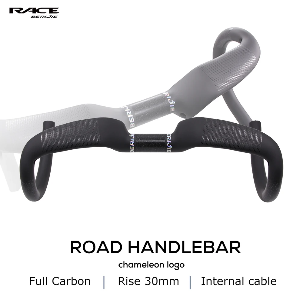

RACE Полностью карбоновый внутренний тросовый руль 30 мм, дорожный руль, гравийная кабина с подъемом, 400 мм/420 мм/440 мм, черный матовый, логотип хамелеона