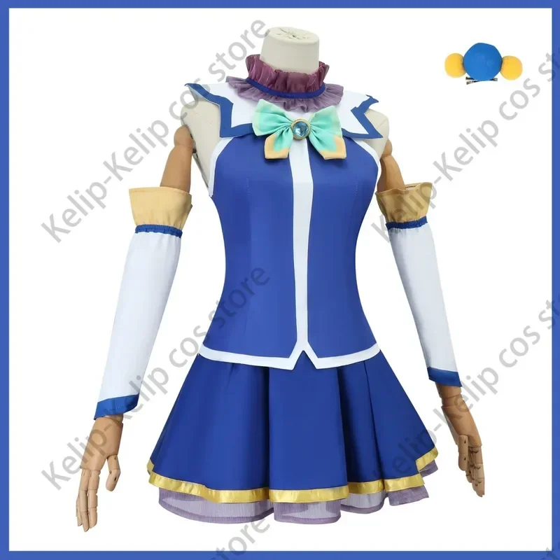 SN66 Anime Konosuba God'S Blessing on This Wonderful World Aqua Cosplay Costume Wig Blue Skirt Uniform Boot Woman Sexy KawaiW&C@