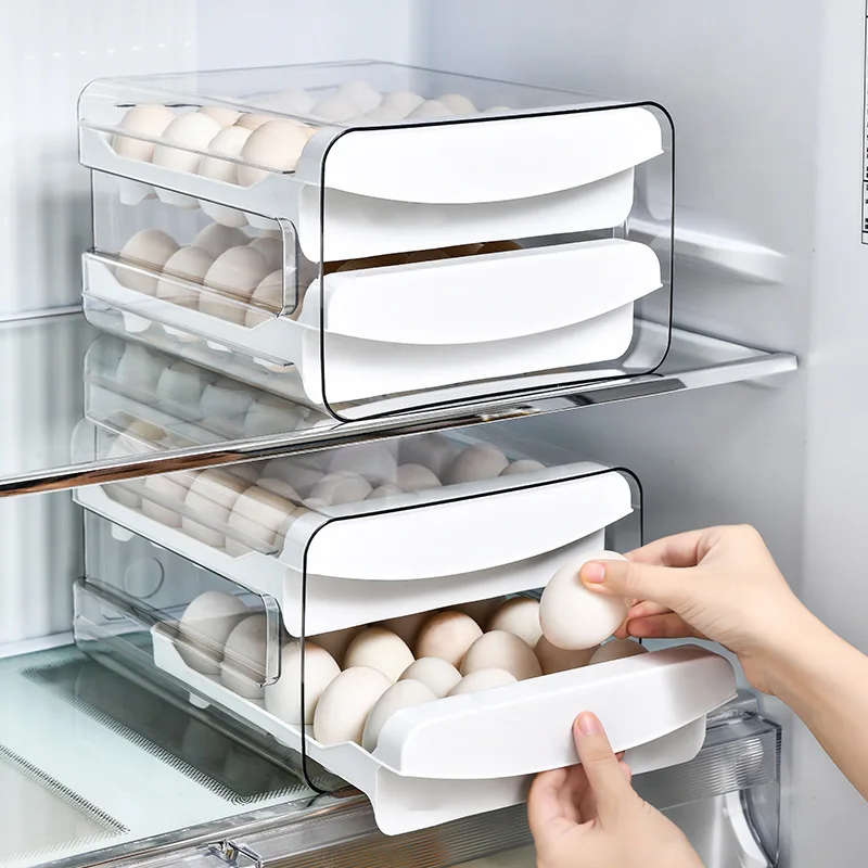 Kitchen Egg Storage Rack, 1, 2-Story Drawer Style, Can Store Eggs For One Month, Large Capacity, Household Kitchen Storage Rack