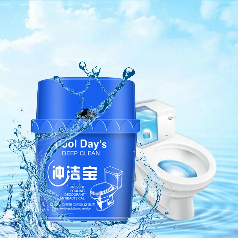 2pcs Toilet Cleaner Efervescente Bowl Cleaner Toilet e Bathroom Cleaner Sistema de limpeza automática WC Bleach e limpeza azul