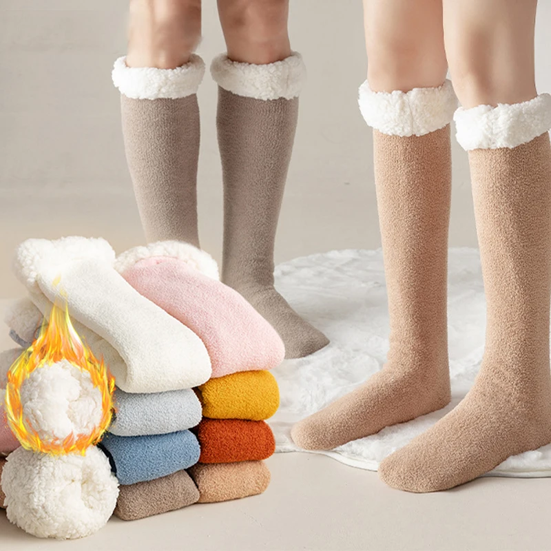 

Women Slipper Socks Fuzzy Fluffy Cozy Cabin Winter Fleece Soft Warm Comfy Thick Christmas Grips Home Long Short Socks