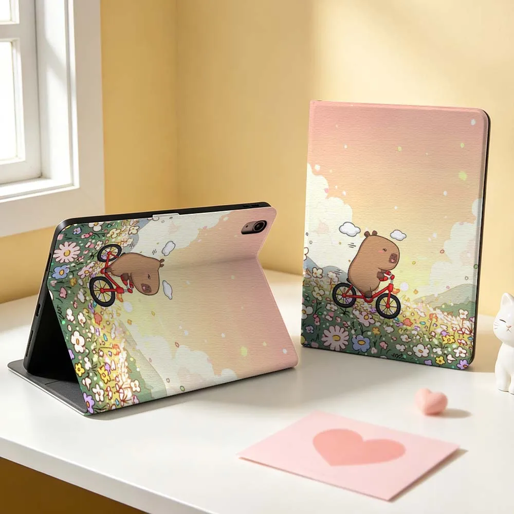 Creative Cute Capybara Love Soft For Apple iPad Pro Mini Air A16 A17 A14 4 5 6 7 6th 12th Gen M5 11 13 M4 Pen Tray Tablet Case