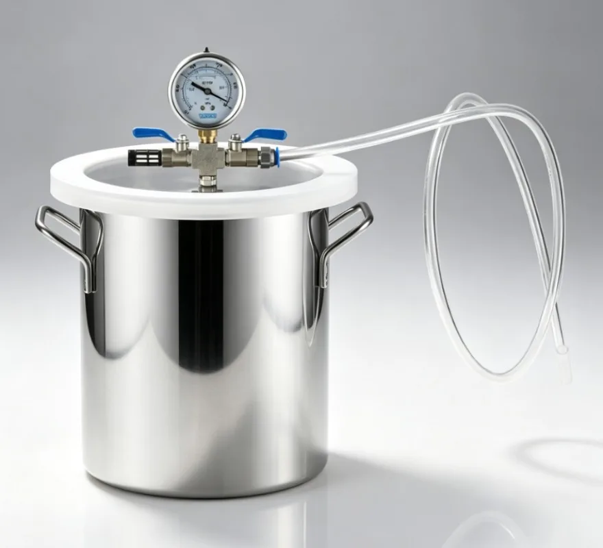 304 Stainless Steel Vacuum Degassing Chamber 5L/10L for Resin Silicone Epoxy AB Glue Defoamer