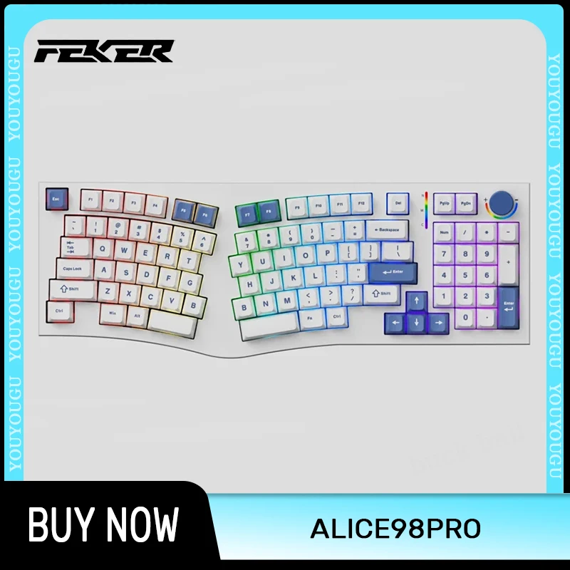 

New FEKER Alice98Pro 3Mode Mechanical Keyboard RGB Wireless Alice Keyboards Hot-Swap Custom Ergonomics Alice98 Pro Game Keyboard