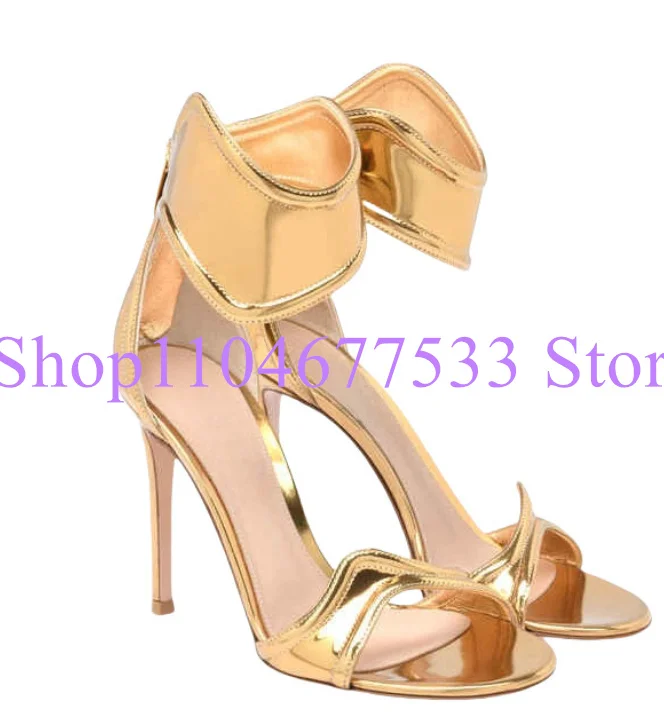 

New Wave Design Gold Silver Color Sandals Woman Fashion Thin Heel Dress Pumps Lady Sexy Banquet Shoes High Heels Sandals