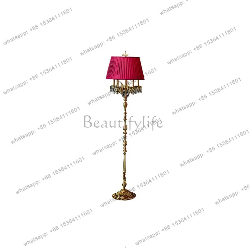 PG French floor-to-ceiling luminous ornament European retro high-end clubhouse bedroom crystal all-copper ornament