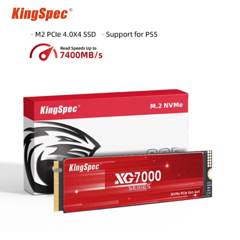 KingSpec PCIe4.0 M.2 NVMe SSD 1TB 2TB 4TB PS5 Gaming 7400MB/S Internal Solid State Drive M Key 2280 SSD for Content Creators