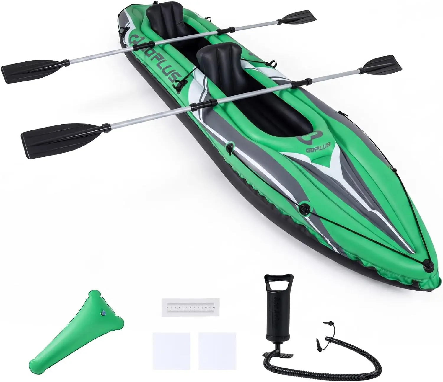 Inflatable Kayak 2 Person, 11.5 FT Tandem Touring Kayak with Aluminum Paddles, Seats, Footrest, Hand Pump, Heavy Duty Blow Up Ca