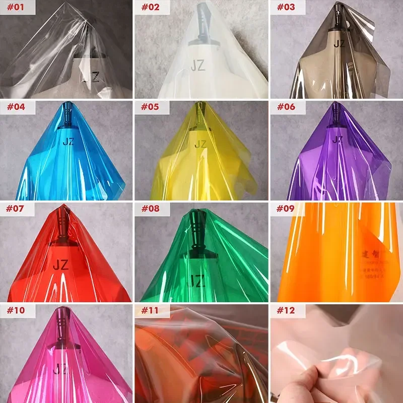 Transparent TPU Fabric Waterproof 0.2mm PVC Jelly Film Fabrics For Raincoat Clothes Designer Fabric DIY Bag Sewing Accessories