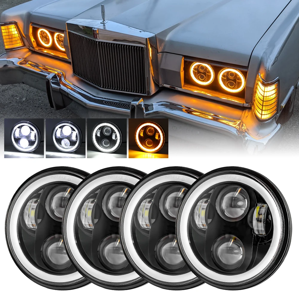 

5.75 Inch LED Headlight 5 3/4" H4 Headlamp For MW 325i 528i 535i 735i E30 4pcs 5-3/4 5.75" LED Headlight w/DRL Turn Lights