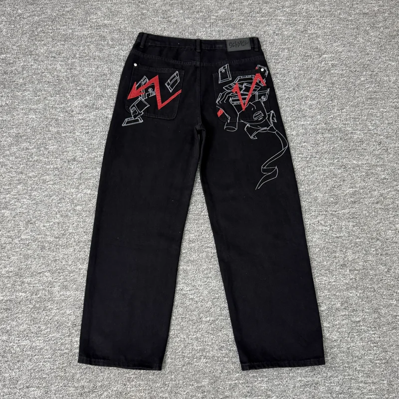 2026 High Street Men Women Versatile Derschutze Pants High-quality Arrow Embroidered Jeans