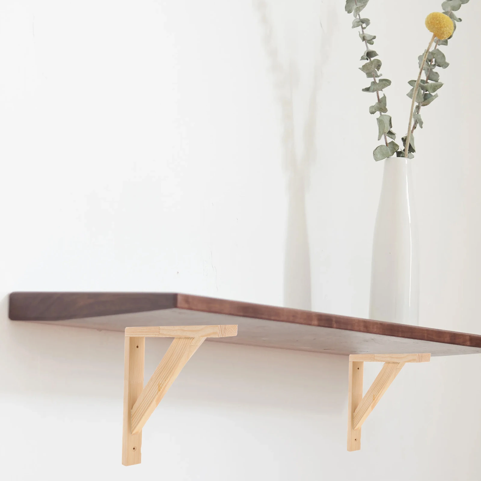 

Heavy Duty Wooden Shelf Brackets 25x25cm Beige Wall Mount Storage Shelves Support Smooth Corners Space Saving Fits Any Decor