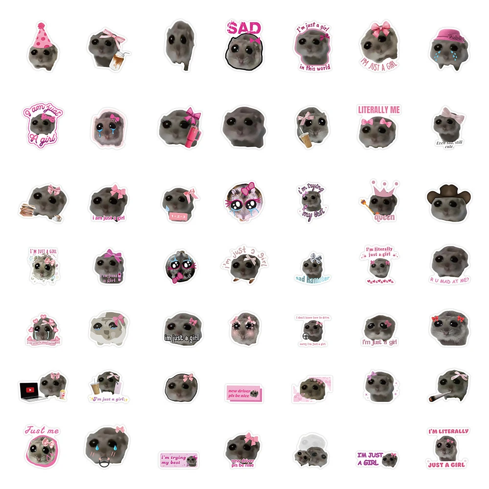 10/30/60 個かわいい面白い悲しいハムスター動物ミームステッカーデカール DIY スクラップブック電話スーツケースバイク防水落書きステッカーおもちゃ