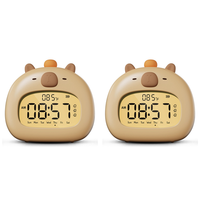 2PCS Capybara Alarm Clock For Kids, Ready To Rise Children's Sleep Trainer,Cute Capybara Clock Dimming Night Light,A-B61B