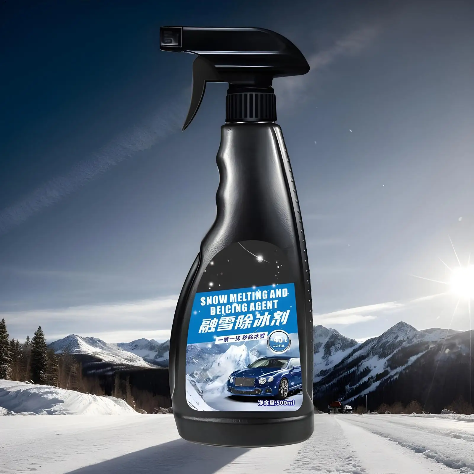フロントガラス氷解凍スプレー-500ml-速効性デフロスター-長持ち冬用除氷スプレー-自動車用デフロスター-解氷用