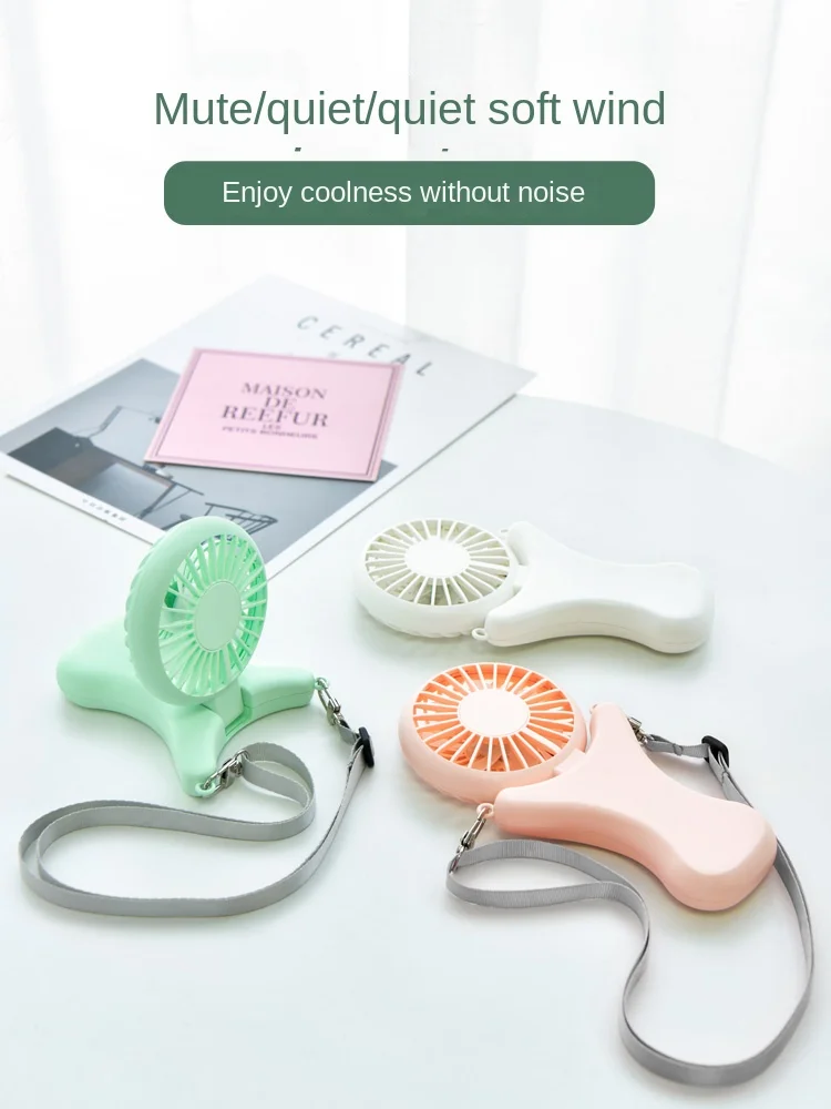 Hanging neck fan rechargeable student portable silent small air conditioner outdoor handheld cute outdoor cooling mini fan