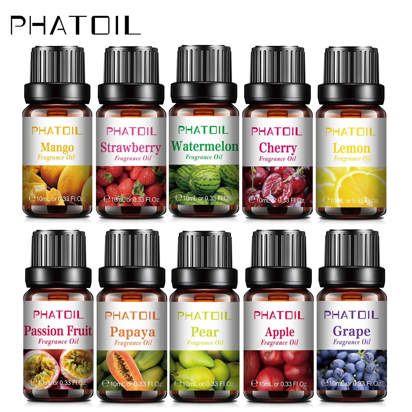 

PHATOIL 1PCS 10ml Fruit Fragrance Oil For Candle Making DIY Perfume Strawberry Cherry Mango Watermelon Passion Fruit Aroma Oils