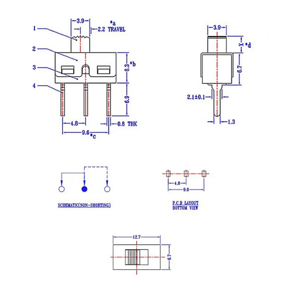 

10PCS Micro Tactile Switch 3Pin Straight/Bend Feet Handle High 5mm 1P2T 2A High Current 250V Toggle Switches SS12D10G5 SS12D06G5