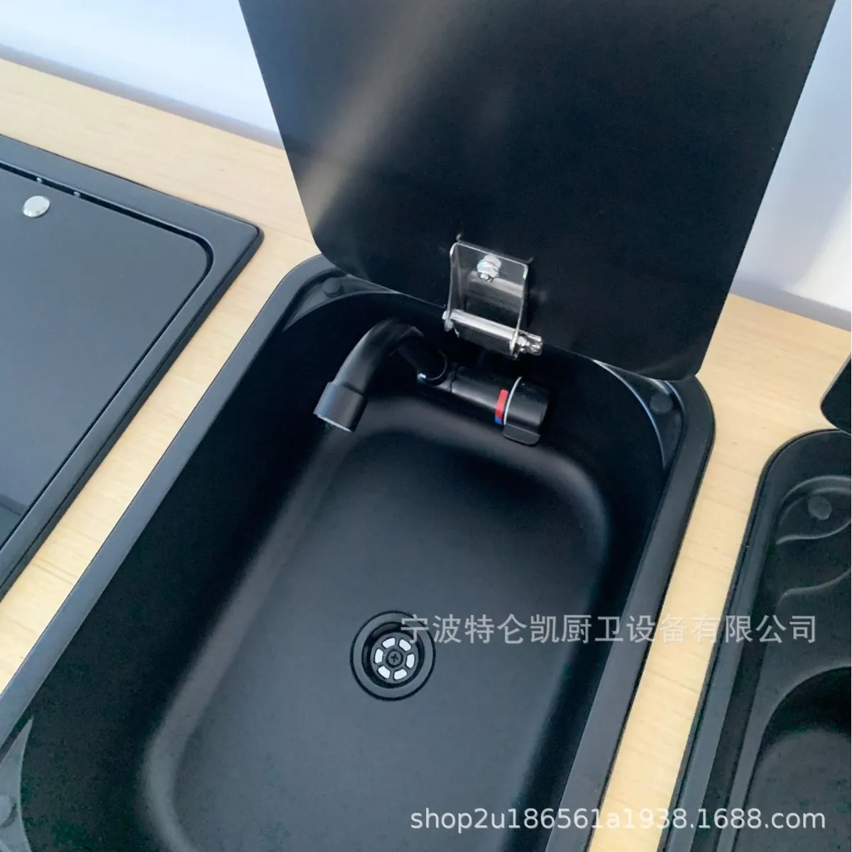 304 Stainless Steel RV Sink with Glass Cover, Built-in Camper Caravan Wash Basin Full Drain Fittings Factory Wholesale